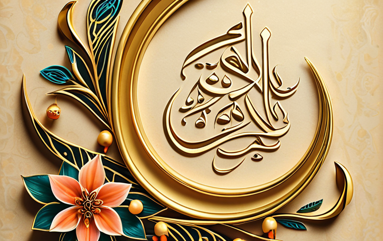 ** An ornate Arabic calligraphic design featuring the feminine Taa Marbuta (ة). The design incorporates flowers and flowing lines, symbolizing the beauty and grace associated with feminine nouns in the Arabic language. Background should be a warm, golden tone.
**