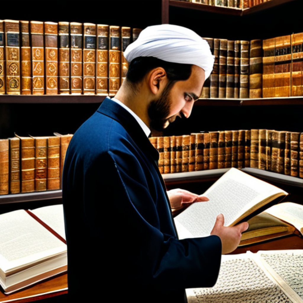 A professional academic, fully clothed in modest and appropriate scholarly attire, thoughtfully observing a display of ancient texts and calligraphic art. The setting is a grand, sunlit historical archive, where intricate architectural details reflect a blend of Arabic and Ottoman design, symbolizing the deep historical and linguistic ties. The display features open books showcasing both Arabic and Ottoman Turkish scripts, representing centuries of shared knowledge and cultural exchange. The academic exhibits perfect anatomy, correct proportions, a natural pose, well-formed hands, and proper finger count. This image is safe for work, appropriate content, and professional quality.