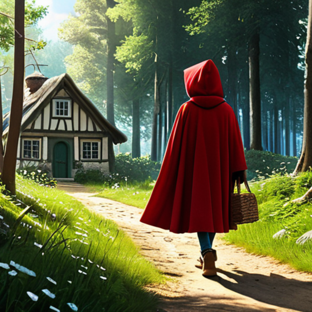 아랍어로 된 동화책 - **Little Red Riding Hood:** A charming illustration of a fully clothed young girl with a red hooded ...