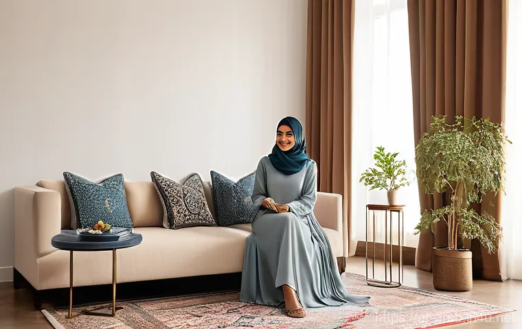 아랍어권에서의 핫한 IT 기업 - **E-commerce in a Modern Arab Home: Seamless Shopping Experience**
A young Arab woman in her lat...